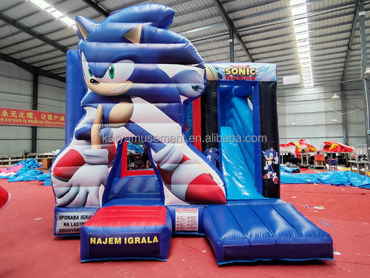 Caractéristiques unisexes personnalisées Sonic Bounce House Combo Slide gonflable pour la location de fête