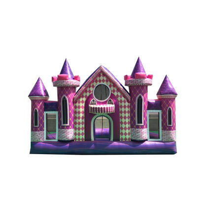 Terrain de jeux en plein air PVC personnalisé sur gonflables Rose château toile de fond pour anniversaire / mariage