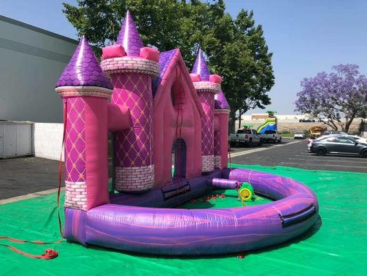 Terrain de jeux en plein air PVC personnalisé sur gonflables Rose château toile de fond pour anniversaire / mariage