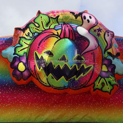 Maison à rebond d'Halloween unisexe avec double toboggan et château gonflable arc-en-ciel