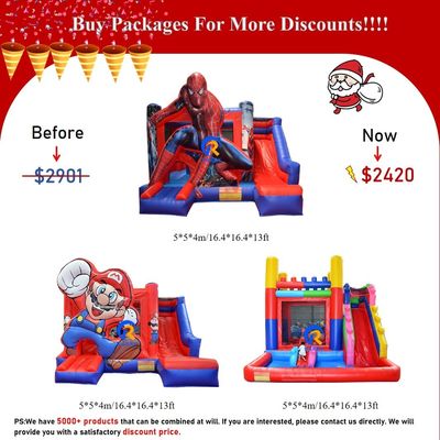 0.55mm PVC Vinyl Tarpaulin gonflable Combo Château toboggan pour les enfants au parc d'attractions