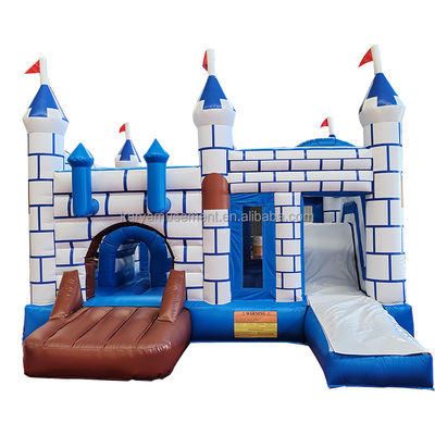 Commercial Combo de château en PVC avec diapositive Unisexe Château bleu et blanc