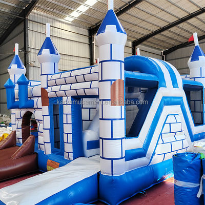 Commercial Combo de château en PVC avec diapositive Unisexe Château bleu et blanc