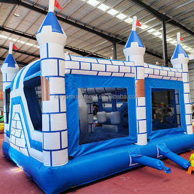Commercial Combo de château en PVC avec diapositive Unisexe Château bleu et blanc