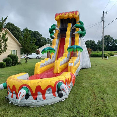 Grands toboggans gonflables pour adultes 36 pieds Jeu de saut passionnant avec thème dinosaure tropical