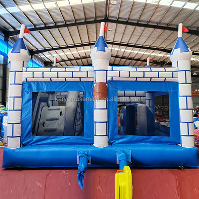 Commercial Combo de château en PVC avec diapositive Unisexe Château bleu et blanc