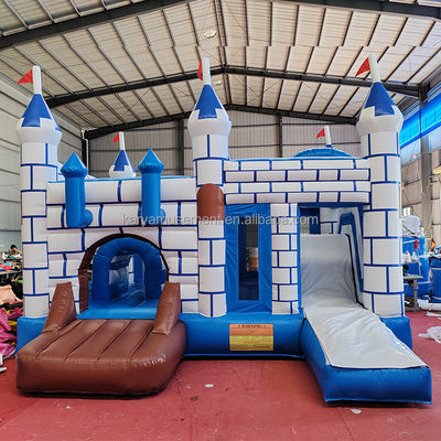 Commercial Combo de château en PVC avec diapositive Unisexe Château bleu et blanc