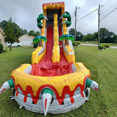 Grands toboggans gonflables pour adultes 36 pieds Jeu de saut passionnant avec thème dinosaure tropical