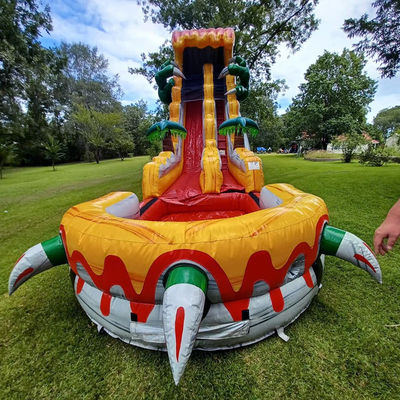 Grands toboggans gonflables pour adultes 36 pieds Jeu de saut passionnant avec thème dinosaure tropical