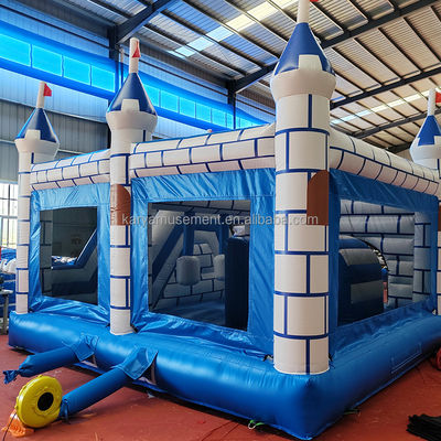 Commercial Combo de château en PVC avec diapositive Unisexe Château bleu et blanc