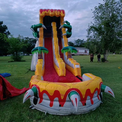 Grands toboggans gonflables pour adultes 36 pieds Jeu de saut passionnant avec thème dinosaure tropical