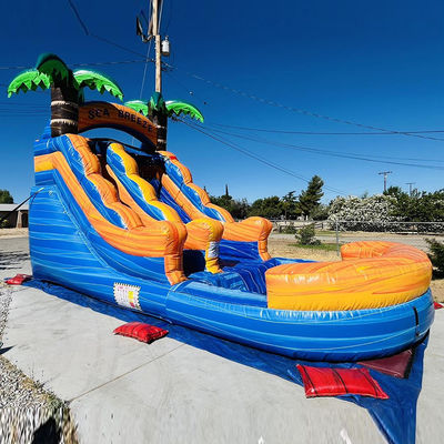 Location commerciale personnalisable PVC parc aquatique gonflable avec glissement d'eau de palmier