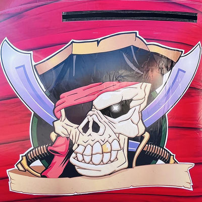 Logo personnalisé imprimé en PVC sur le thème du navire pirate Glisse d'eau gonflable avec piscine