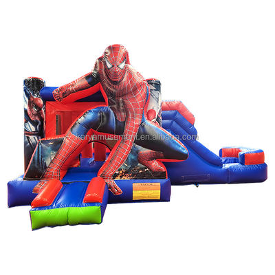 CE/EN71/EN14960 Certifiée pour enfants Château Spiderman gonflable Saltoir à rebond avec glissement