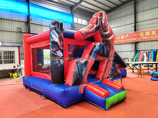 CE/EN71/EN14960 Certifiée pour enfants Château Spiderman gonflable Saltoir à rebond avec glissement