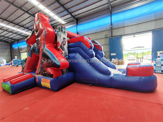 CE/EN71/EN14960 Certifiée pour enfants Château Spiderman gonflable Saltoir à rebond avec glissement