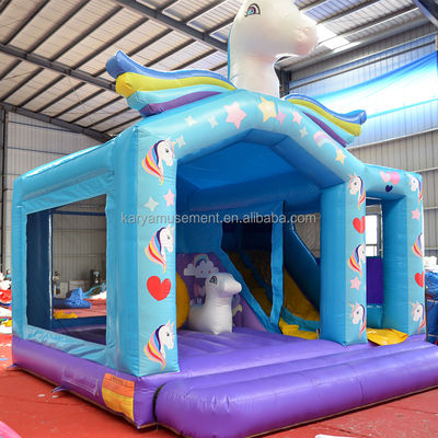 Unisexe PVC exquis arc-en-ciel unicorne gonflable Bouncer sautant château pour le terrain de jeux