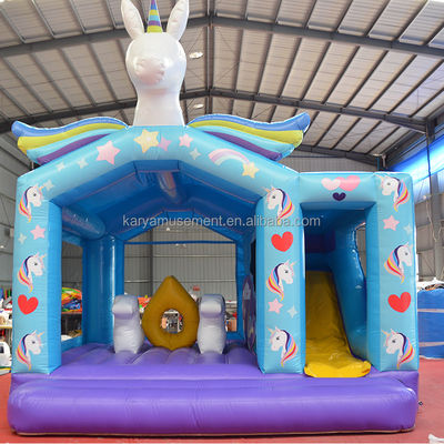 Unisexe PVC exquis arc-en-ciel unicorne gonflable Bouncer sautant château pour le terrain de jeux