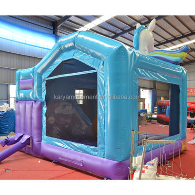Unisexe PVC exquis arc-en-ciel unicorne gonflable Bouncer sautant château pour le terrain de jeux