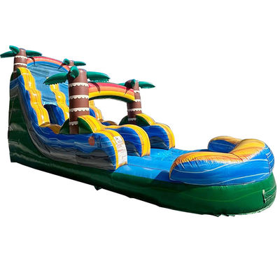 Expédition facilitée PVC commerciaux Tropical Palm Tree Water Slide gonflable avec piscine