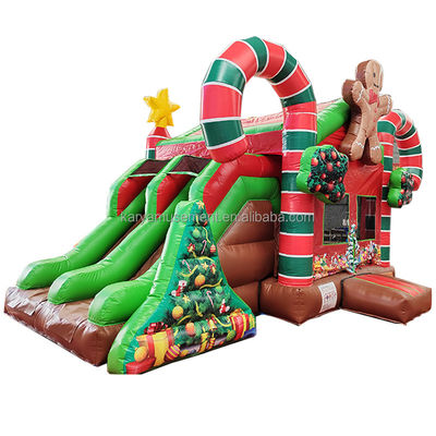 Maison gonflable de Noël à saut commercial intérieur/extérieur avec doubles diapositives et souffleur