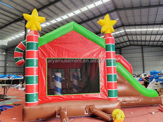 Maison gonflable de Noël à saut commercial intérieur/extérieur avec doubles diapositives et souffleur