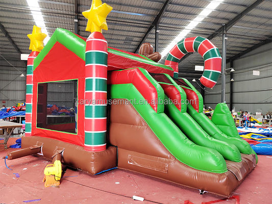 Maison gonflable de Noël à saut commercial intérieur/extérieur avec doubles diapositives et souffleur