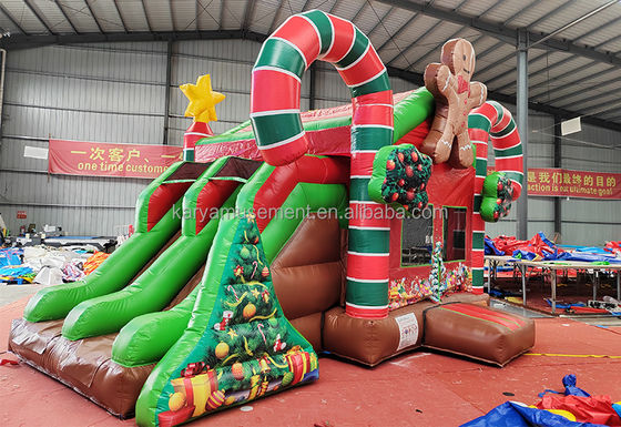 Maison gonflable de Noël à saut commercial intérieur/extérieur avec doubles diapositives et souffleur