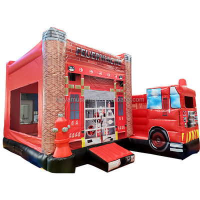 Chariot de feu rouge personnalisable Thème château gonflable toboggan pour les enfants parc d'attractions