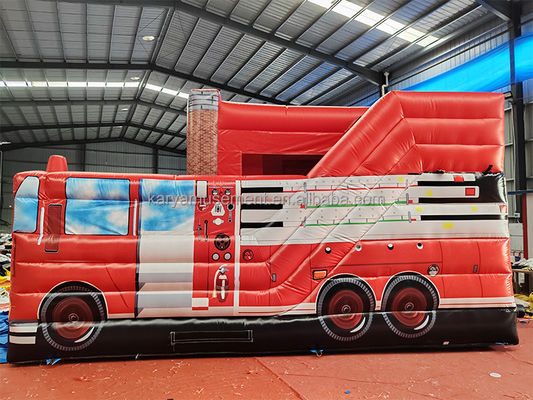 Chariot de feu rouge personnalisable Thème château gonflable toboggan pour les enfants parc d'attractions