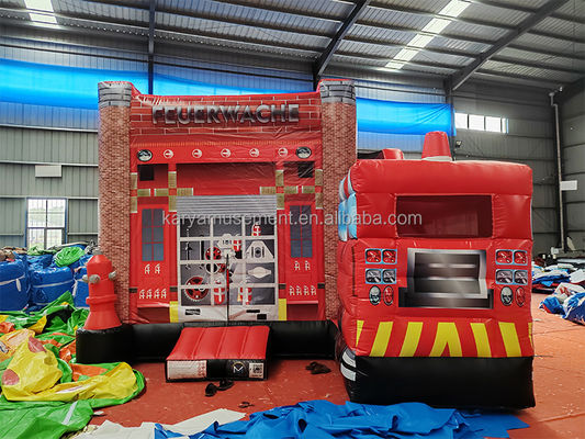 Chariot de feu rouge personnalisable Thème château gonflable toboggan pour les enfants parc d'attractions