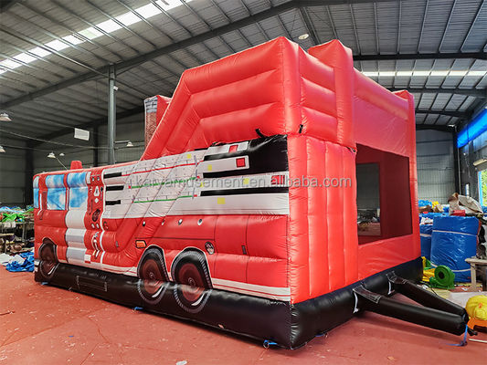Chariot de feu rouge personnalisable Thème château gonflable toboggan pour les enfants parc d'attractions