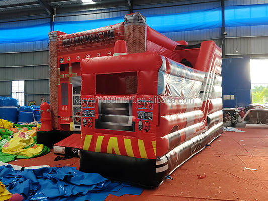 Chariot de feu rouge personnalisable Thème château gonflable toboggan pour les enfants parc d'attractions