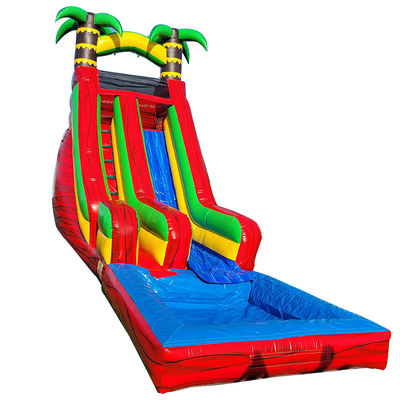 Glissière d'eau de palmier tropical en PVC avec piscine amovible et impression numérique
