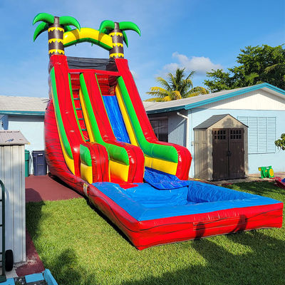 Glissière d'eau de palmier tropical en PVC avec piscine amovible et impression numérique