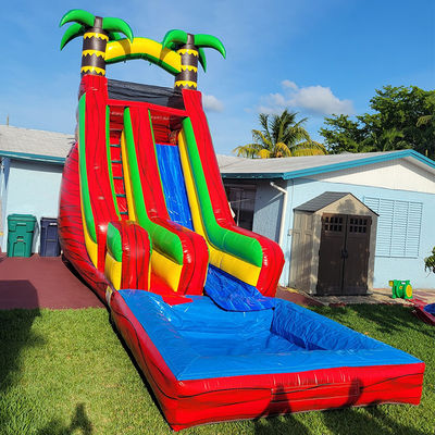 Glissière d'eau de palmier tropical en PVC avec piscine amovible et impression numérique