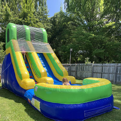 Commercial séché et humide 25ft toboggan gonflable avec piscine Jeu d'eau d'été pour enfants