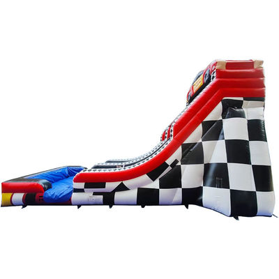 Glissière gonflable de 28 pieds rouge avec piscine