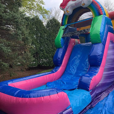 Jouets gonflables pour enfants arc-en-ciel licorne trampoline château maison gonflable avec glissement