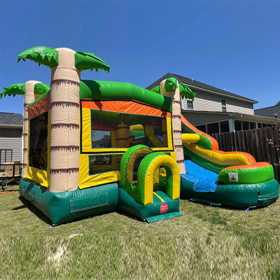 Caractéristiques PORTABLE château gonflable Palmier maison de rebond avec toboggan et petite piscine