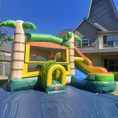 Caractéristiques PORTABLE château gonflable Palmier maison de rebond avec toboggan et petite piscine