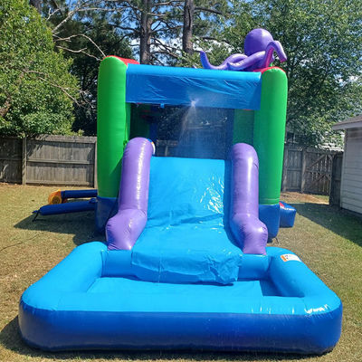 0.55mm Platon PVC Tarpaulin gonflable Combo château glisser-déposer et piscine pour les enfants