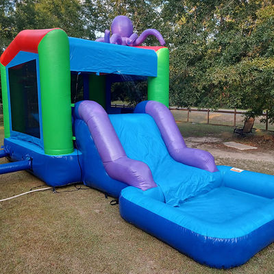 0.55mm Platon PVC Tarpaulin gonflable Combo château glisser-déposer et piscine pour les enfants