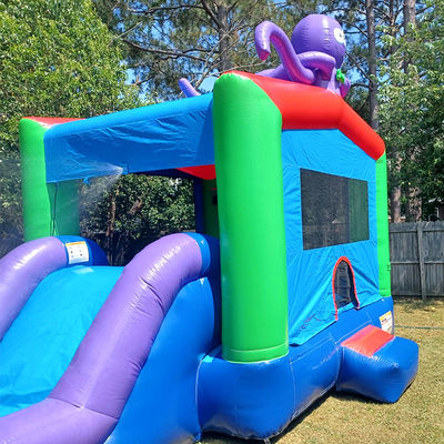0.55mm Platon PVC Tarpaulin gonflable Combo château glisser-déposer et piscine pour les enfants