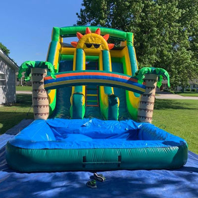 Aqua Outdoor Fun Commercial PVC Thème solaire toboggan gonflable avec piscine à double voie