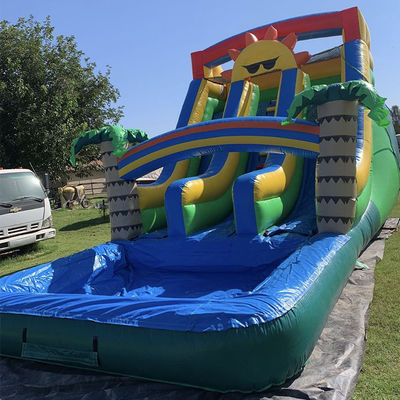 Aqua Outdoor Fun Commercial PVC Thème solaire toboggan gonflable avec piscine à double voie