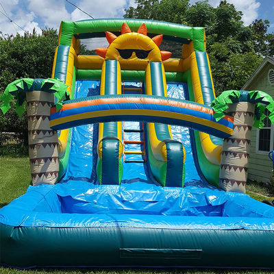 Aqua Outdoor Fun Commercial PVC Thème solaire toboggan gonflable avec piscine à double voie