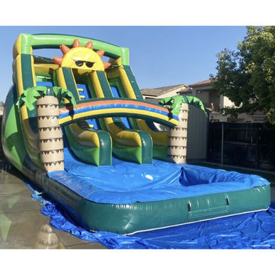 Aqua Outdoor Fun Commercial PVC Thème solaire toboggan gonflable avec piscine à double voie