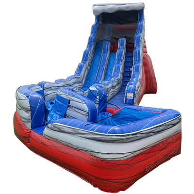 Glissière d'eau à queue pliante rouge et bleue gonflable avec glissière d'air de piscine Logo personnalisé