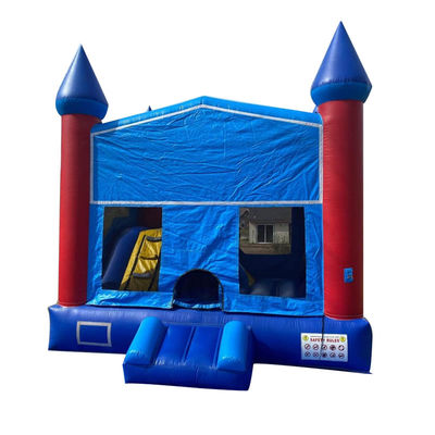 Couleur personnalisée Château bleu pour enfants maison gonflable en PVC avec glissement intérieur